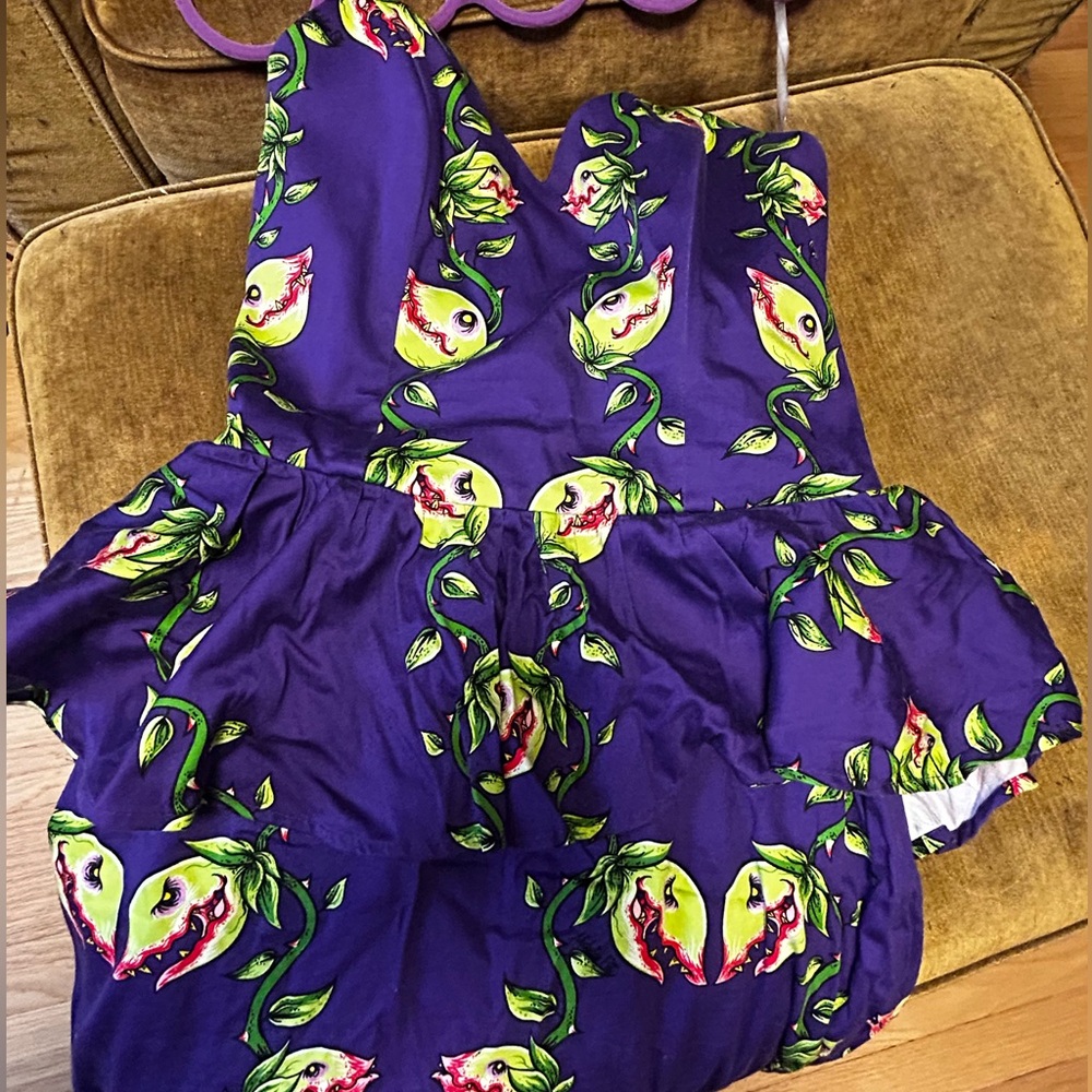 Deadly Dames RARE Venus Fly Trap Print peplum dress XL